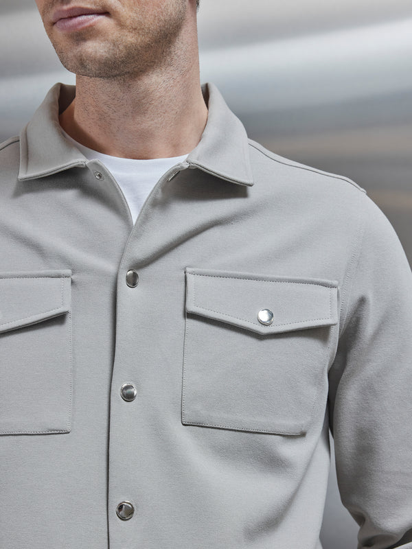 Technical Jersey Overshirt in Stone