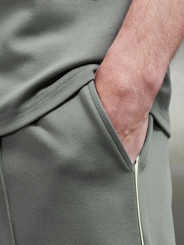 Technical Jersey Piping Short in Olive