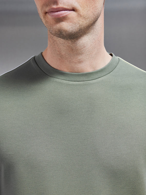 Technical Jersey Piping T-Shirt in Olive