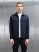 Technical Mid Weight Popper Overshirt in Navy