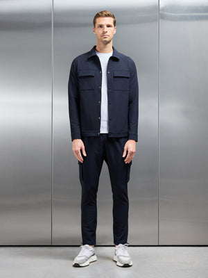 Technical Mid Weight Popper Overshirt in Navy