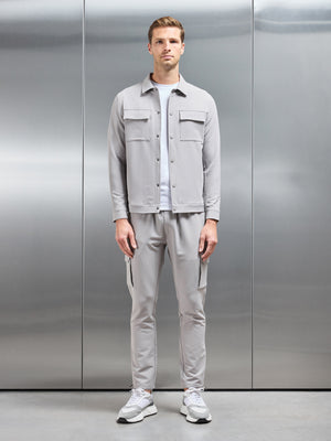 Technical Mid Weight Popper Overshirt in Stone