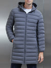 Mid Length Technical Down Jacket in Charcoal