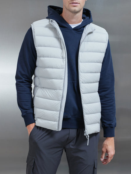 Technical Down Gilet in Mid Grey