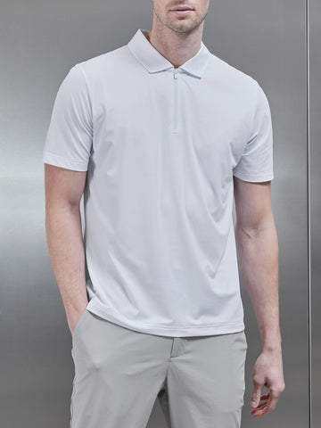 Golf Technical Zip Polo Shirt in White