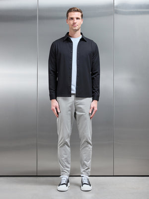 Textured Button Through Shirt in Black