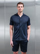 Textured Interlock Revere Collar Shirt in Navy