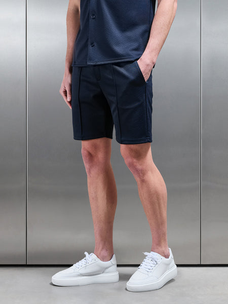 Textured Interlock Short in Navy