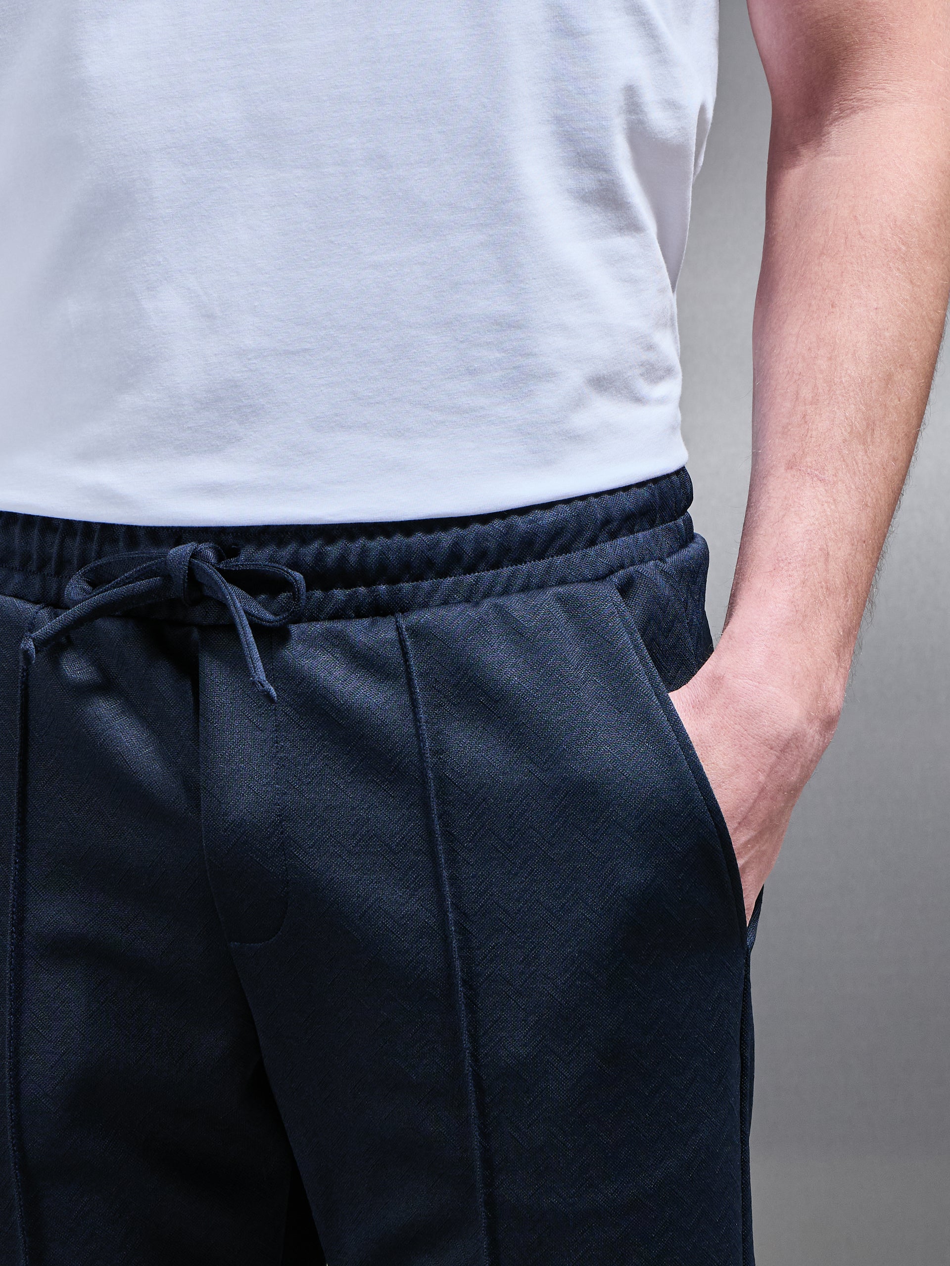 Textured Interlock Short in Navy