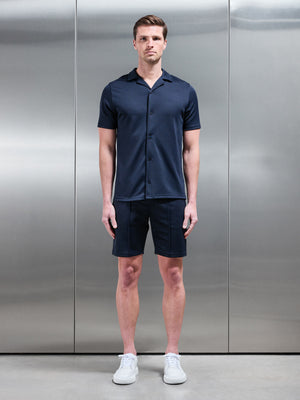 Textured Interlock Short in Navy