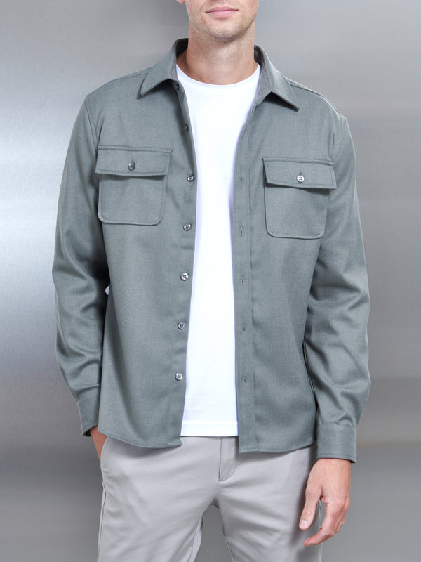 Textured Overshirt in Olive