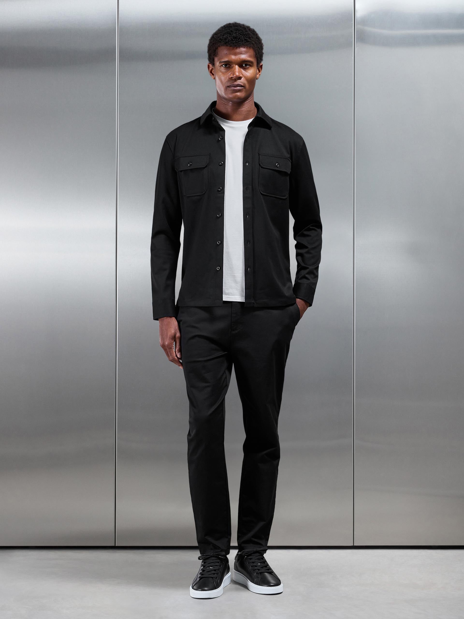 Textured Overshirt in Black