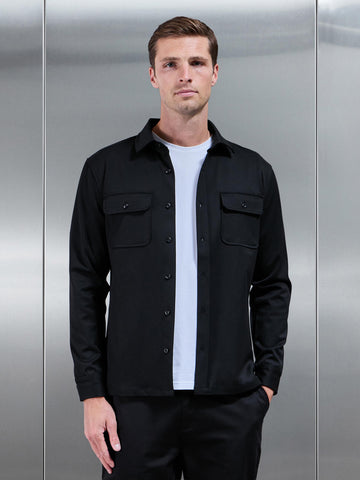 Textured Overshirt in Black