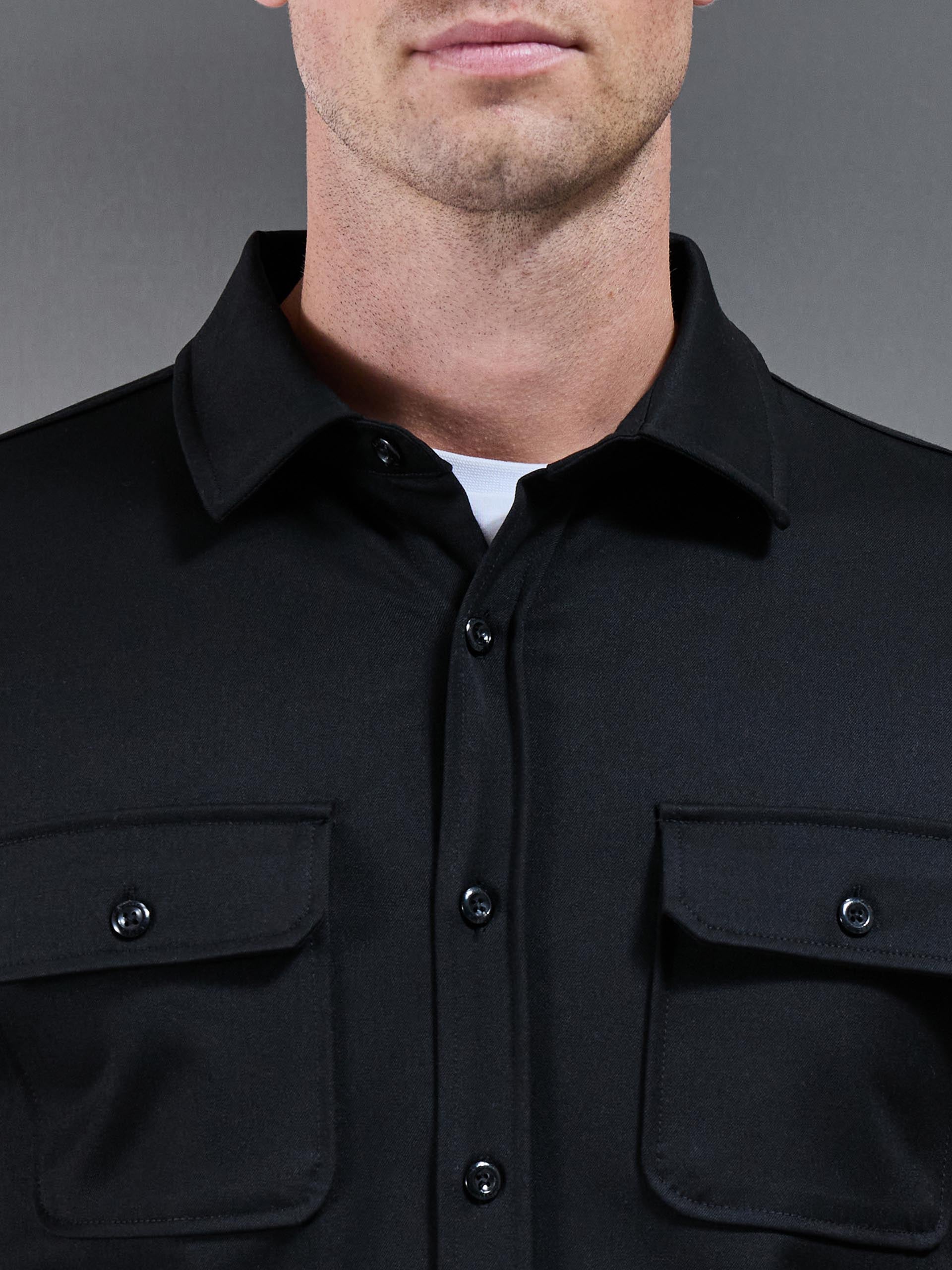 Textured Overshirt in Black