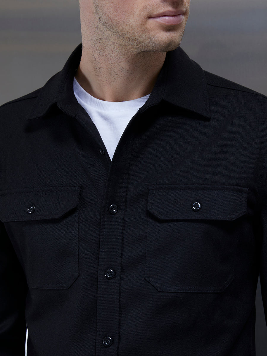 Smart Textured Overshirt in Black