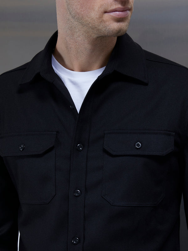 Textured Overshirt in Black
