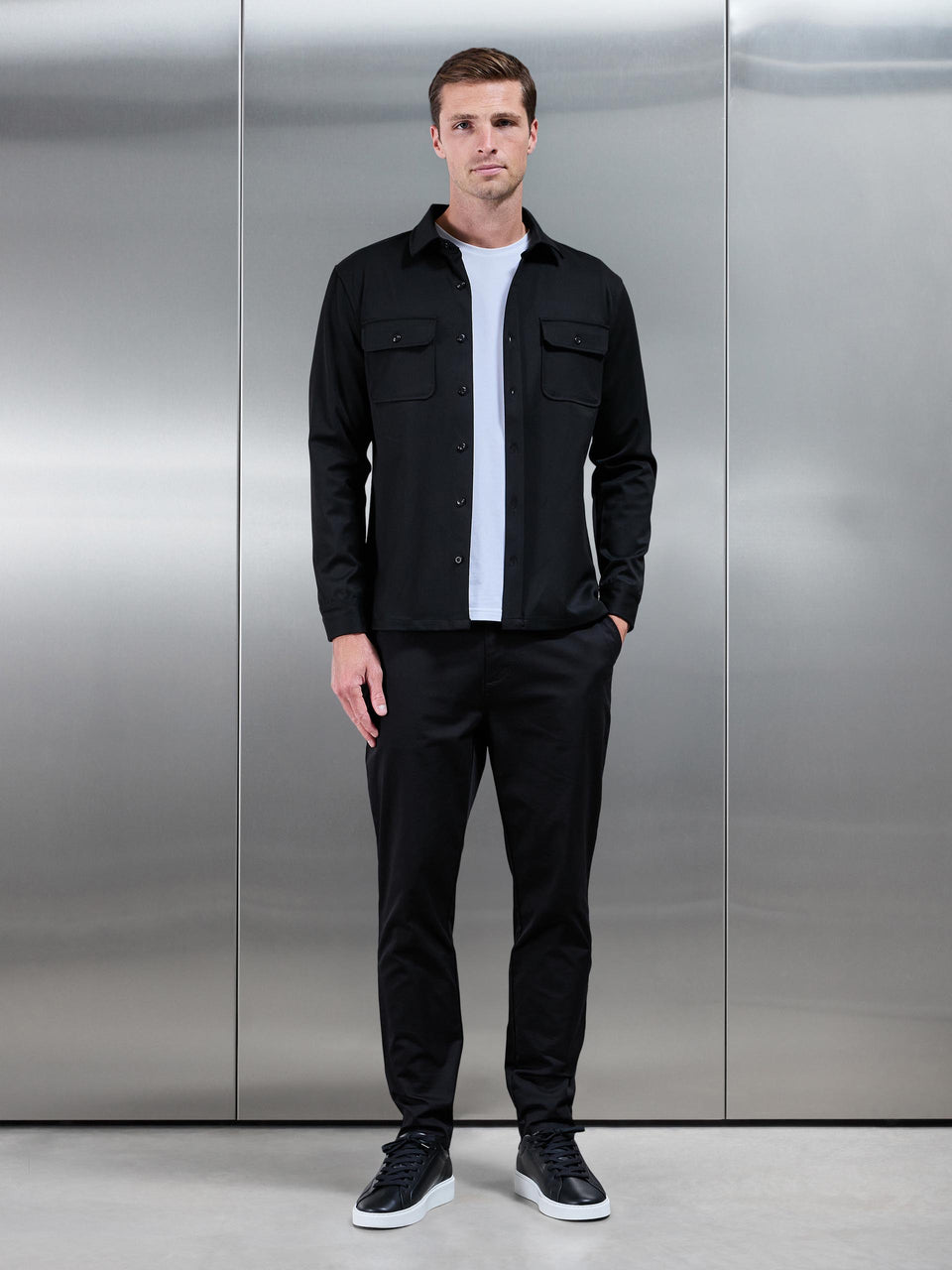 Textured Overshirt in Black