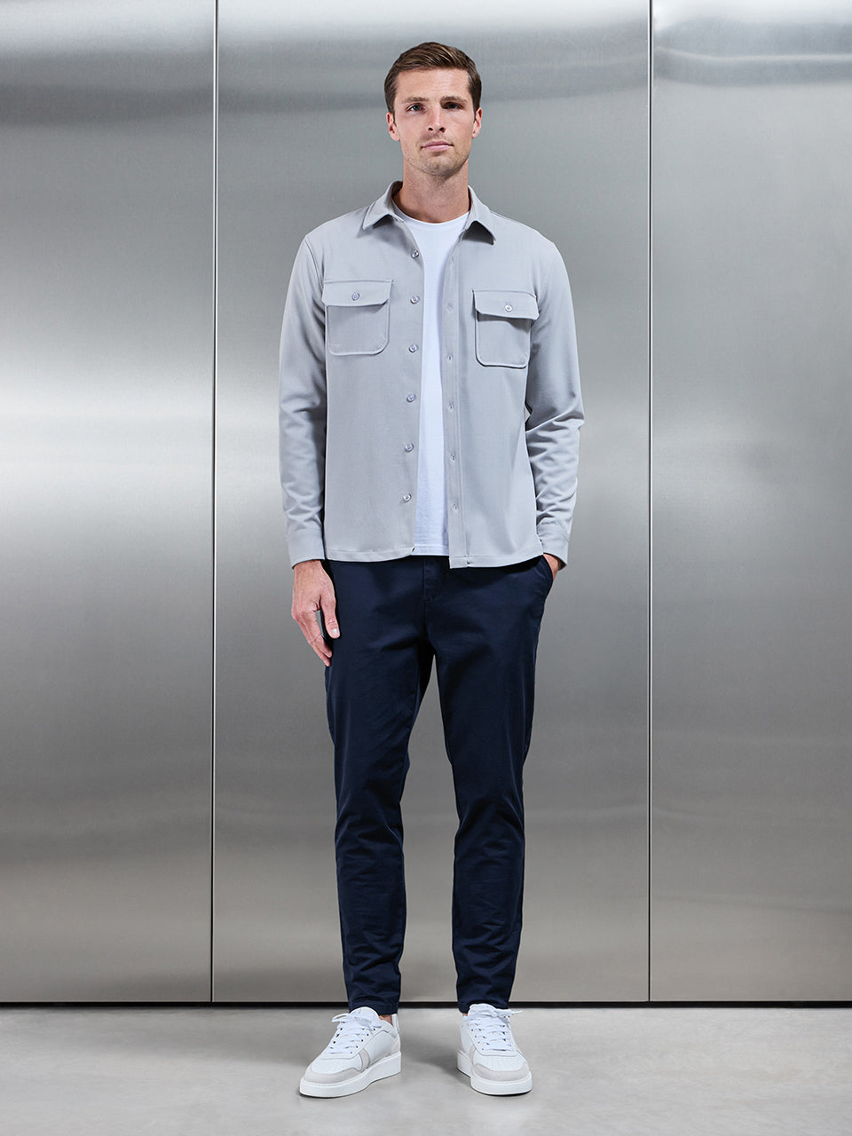 Textured Overshirt in Mid Grey