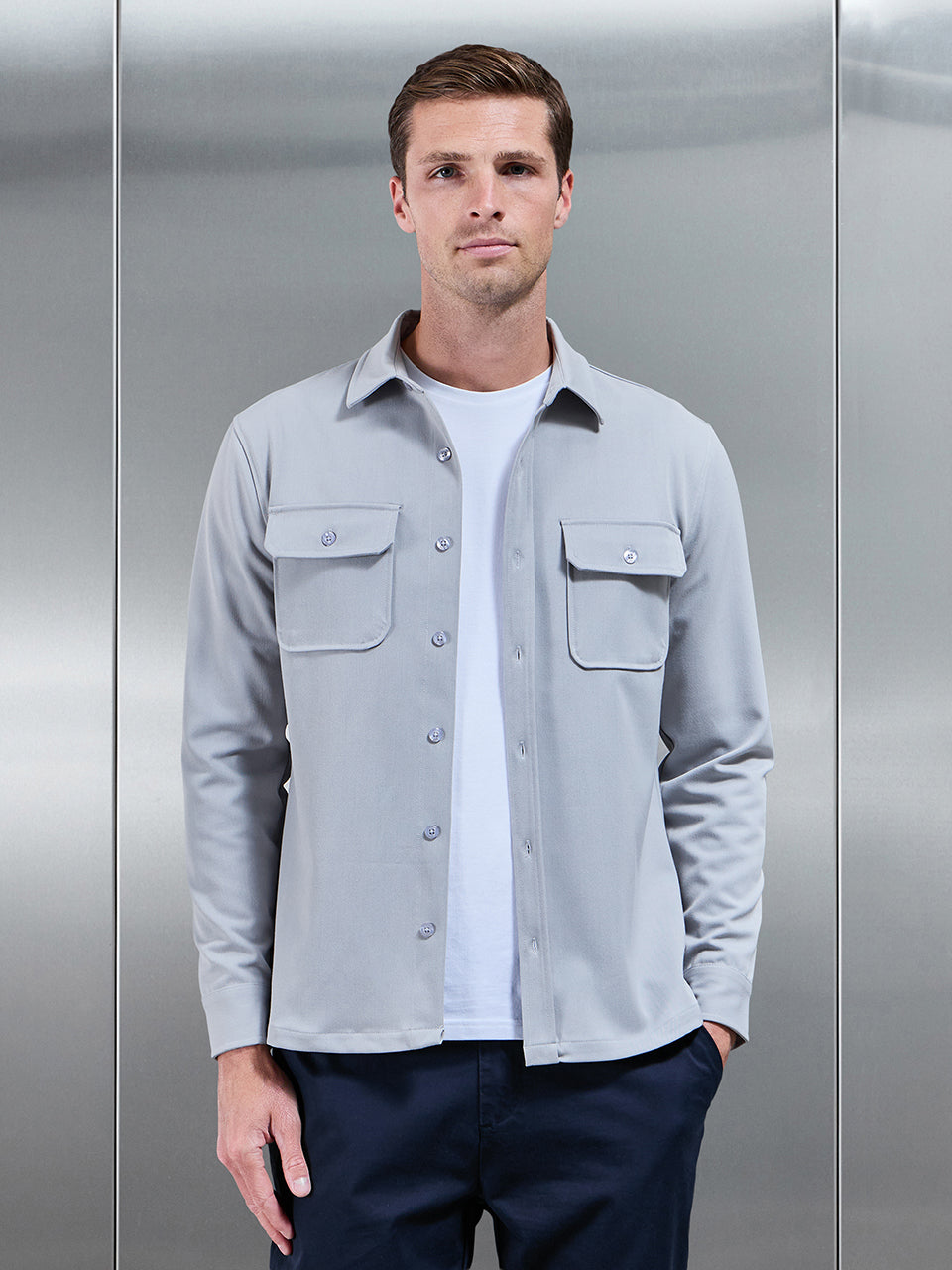 Textured Overshirt in Mid Grey