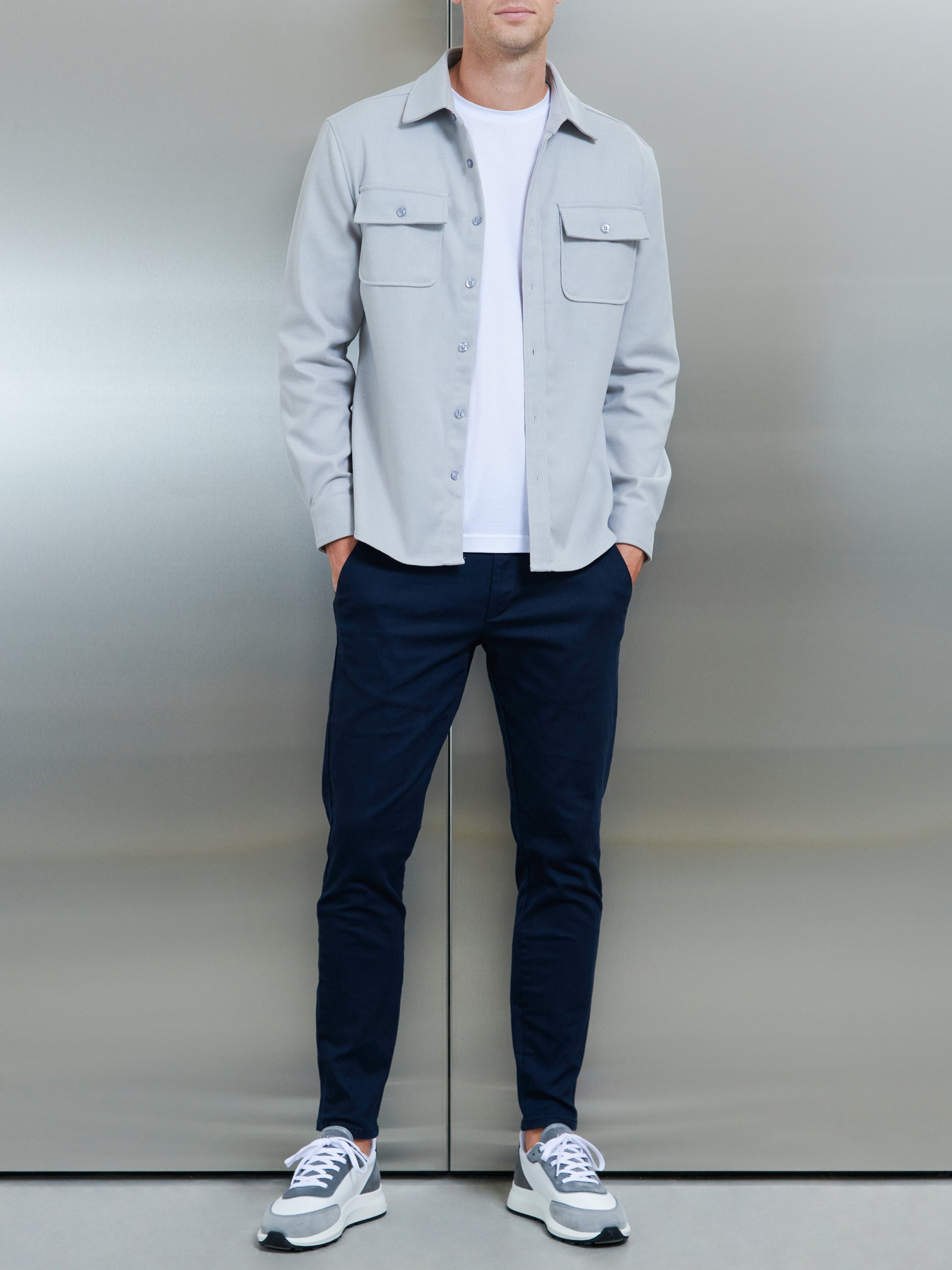 Textured Overshirt in Mid Grey ARNE