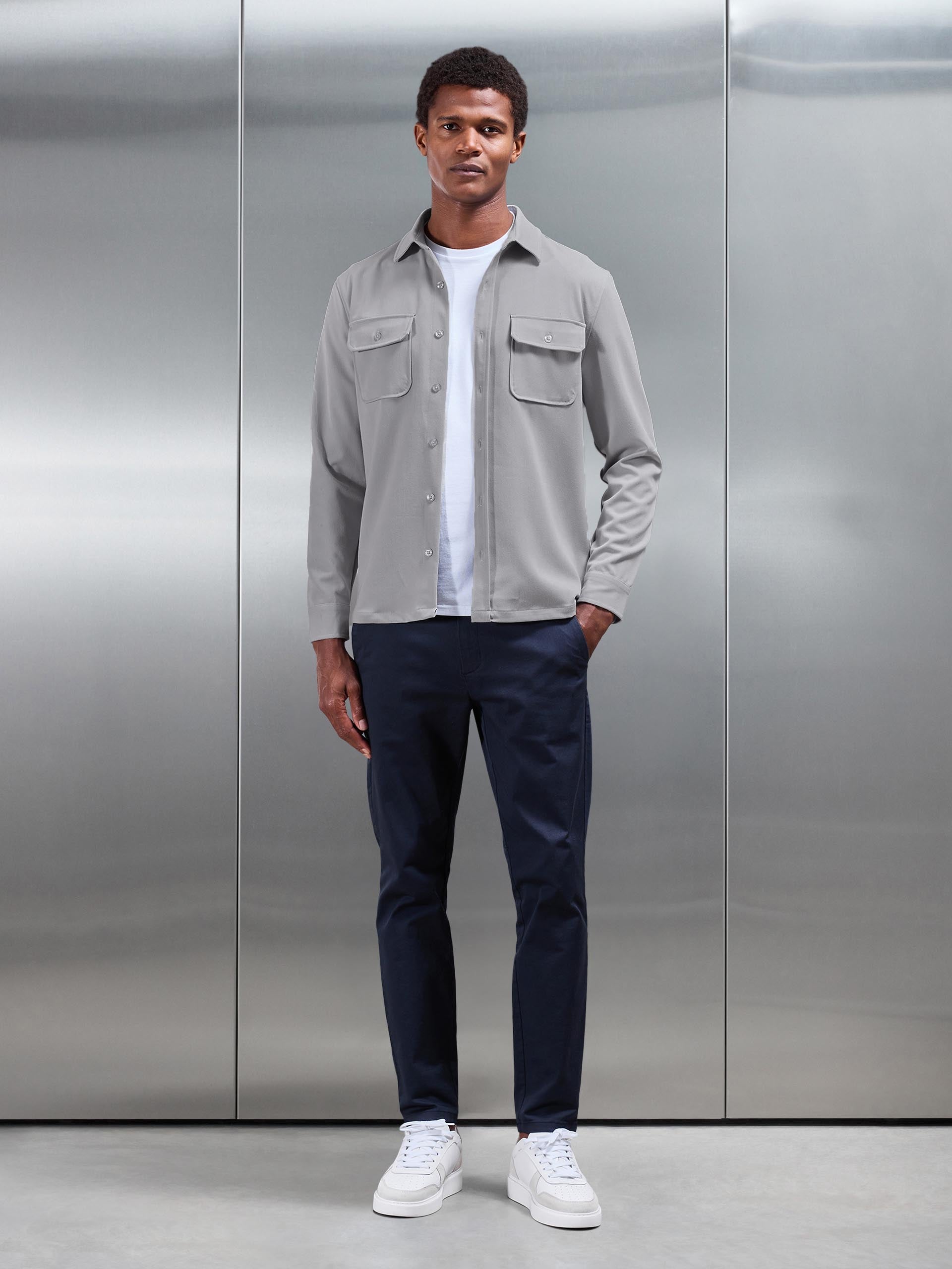 Textured Overshirt in Mid Grey