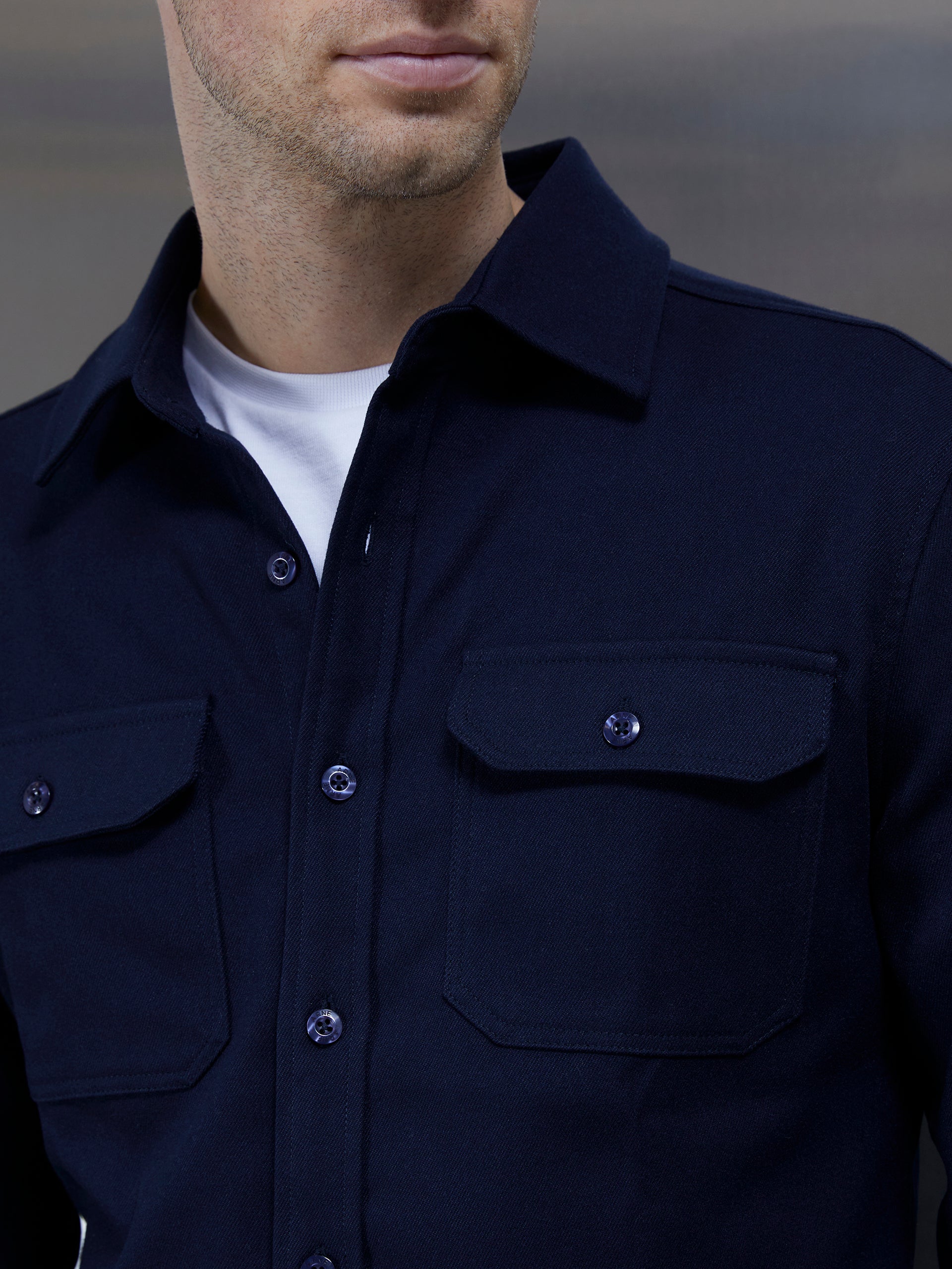 Smart Textured Overshirt in Navy