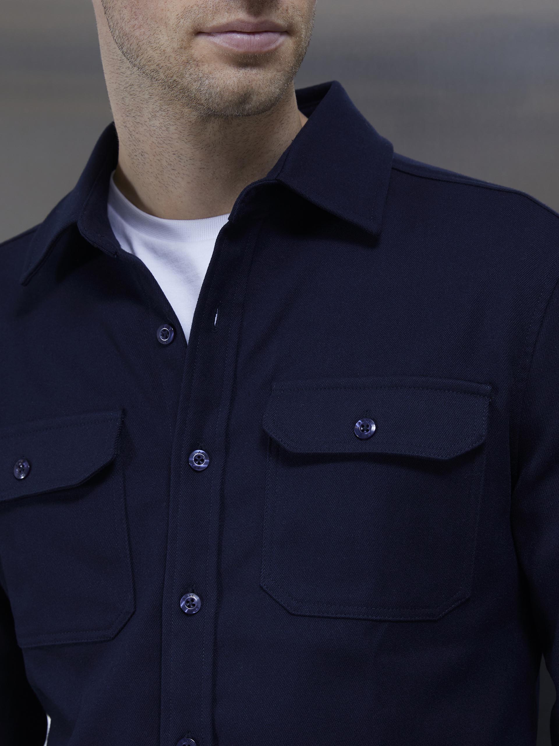 Smart Textured Overshirt in Navy