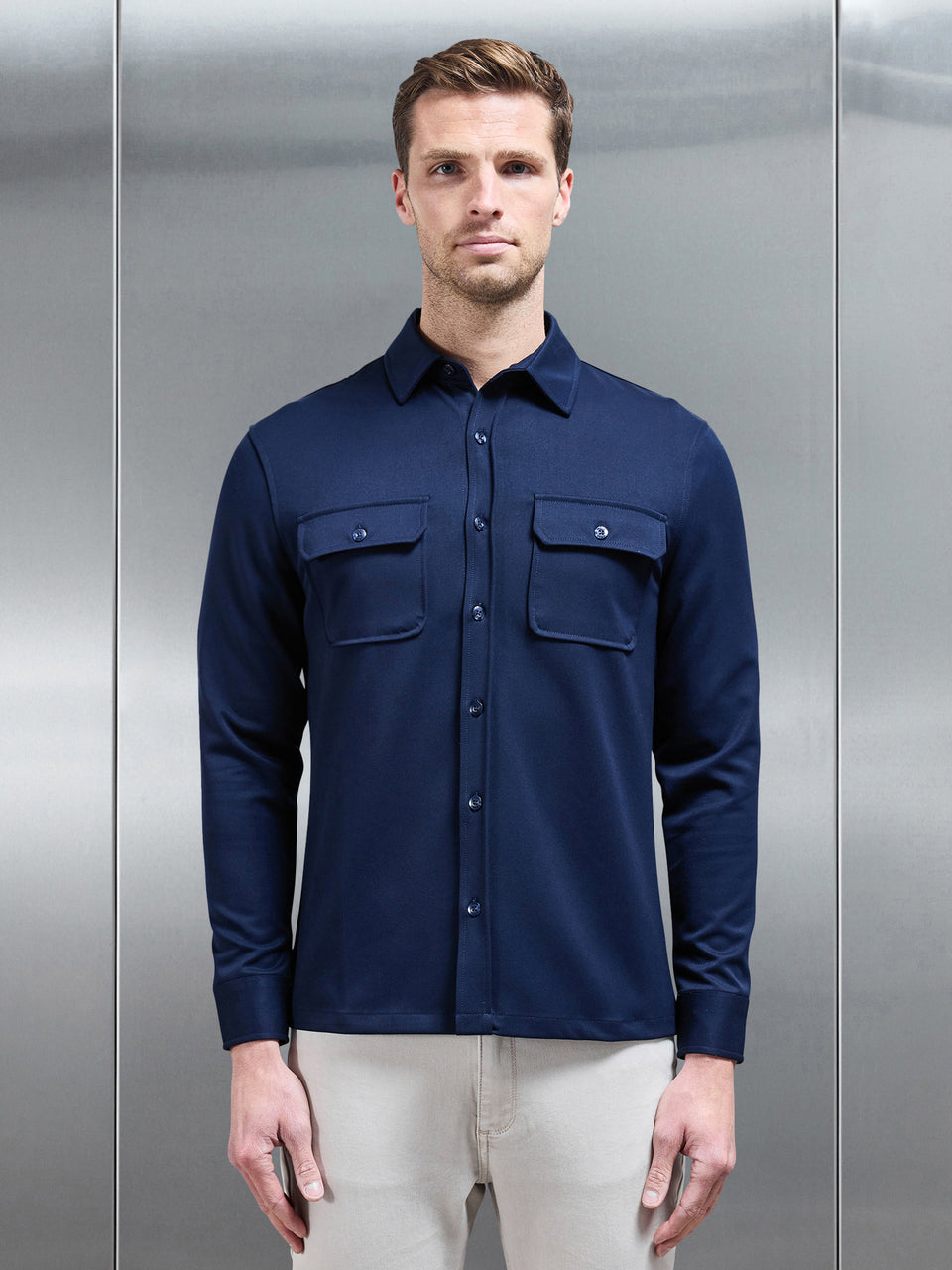 Textured Overshirt in Navy