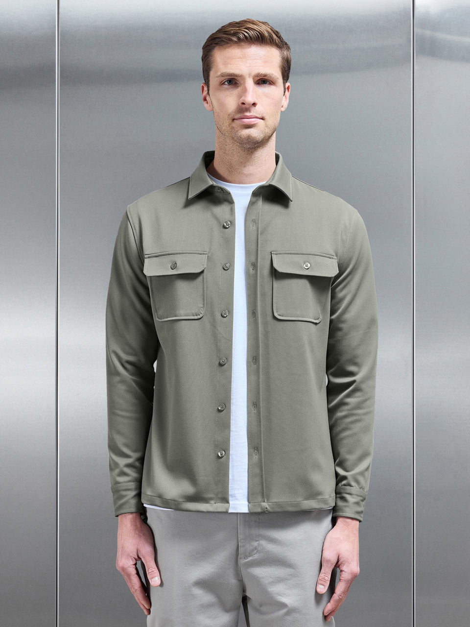 Textured Overshirt in Olive
