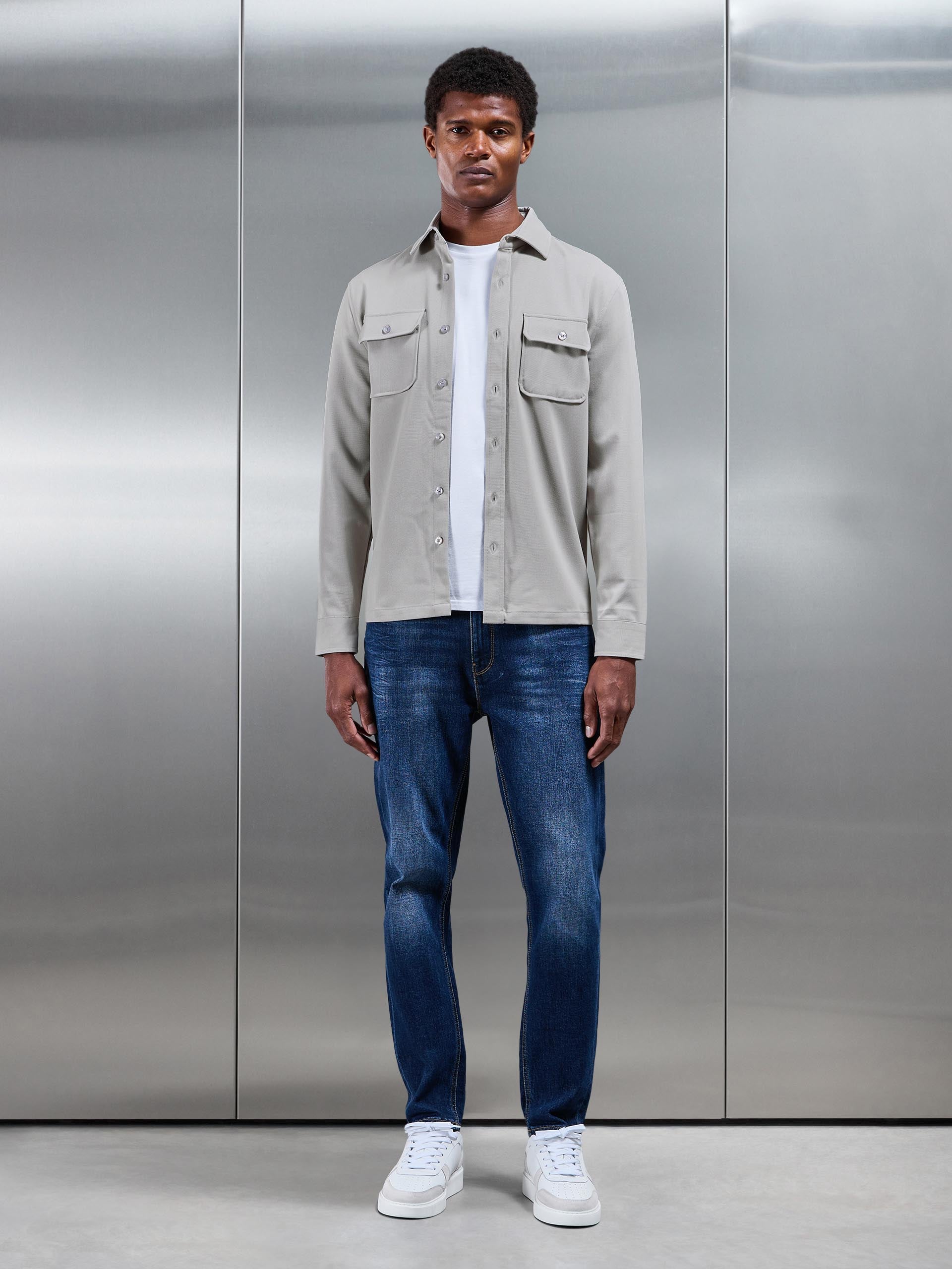 Textured Overshirt in Stone