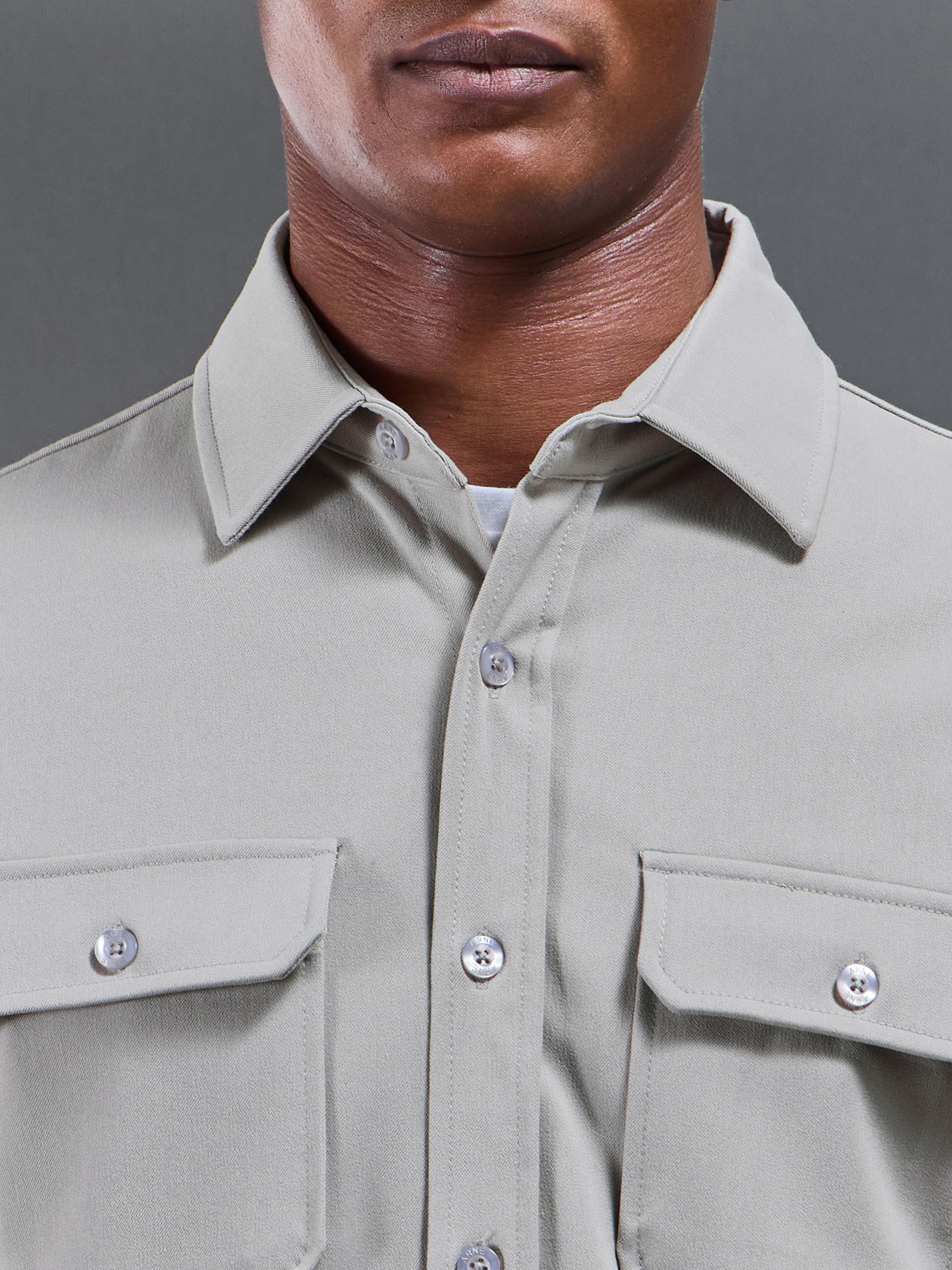 Textured Overshirt in Stone