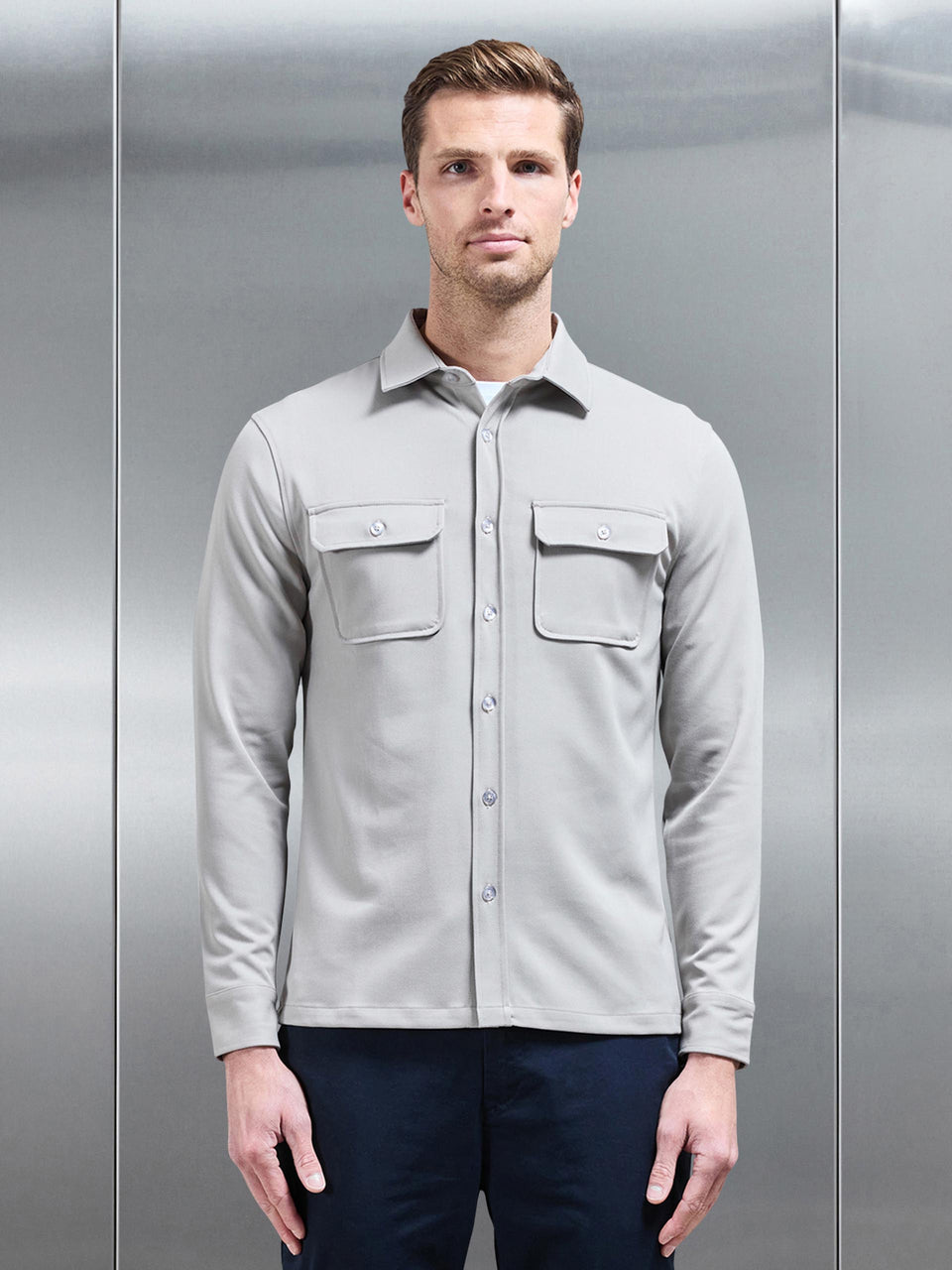 Textured Overshirt in Stone