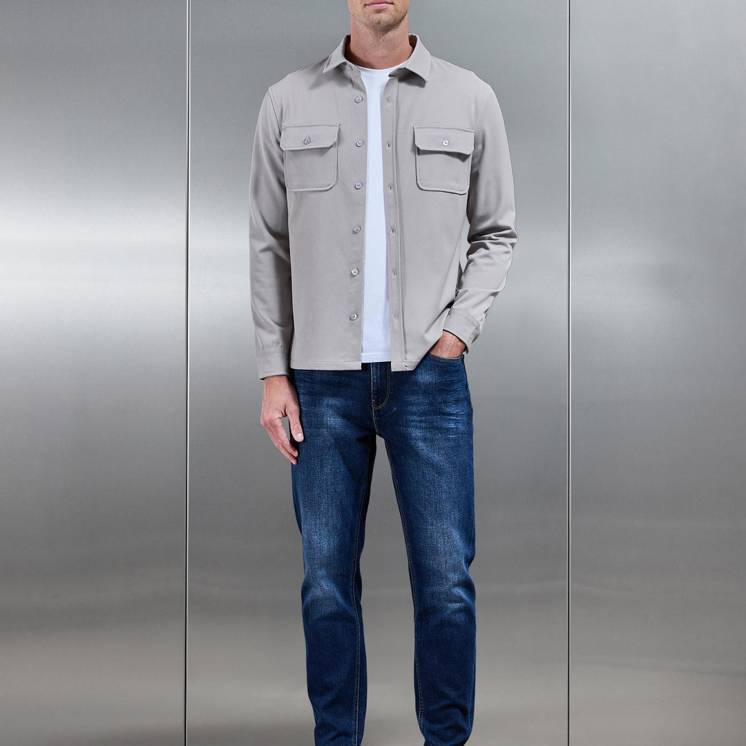 Textured Overshirt in Stone