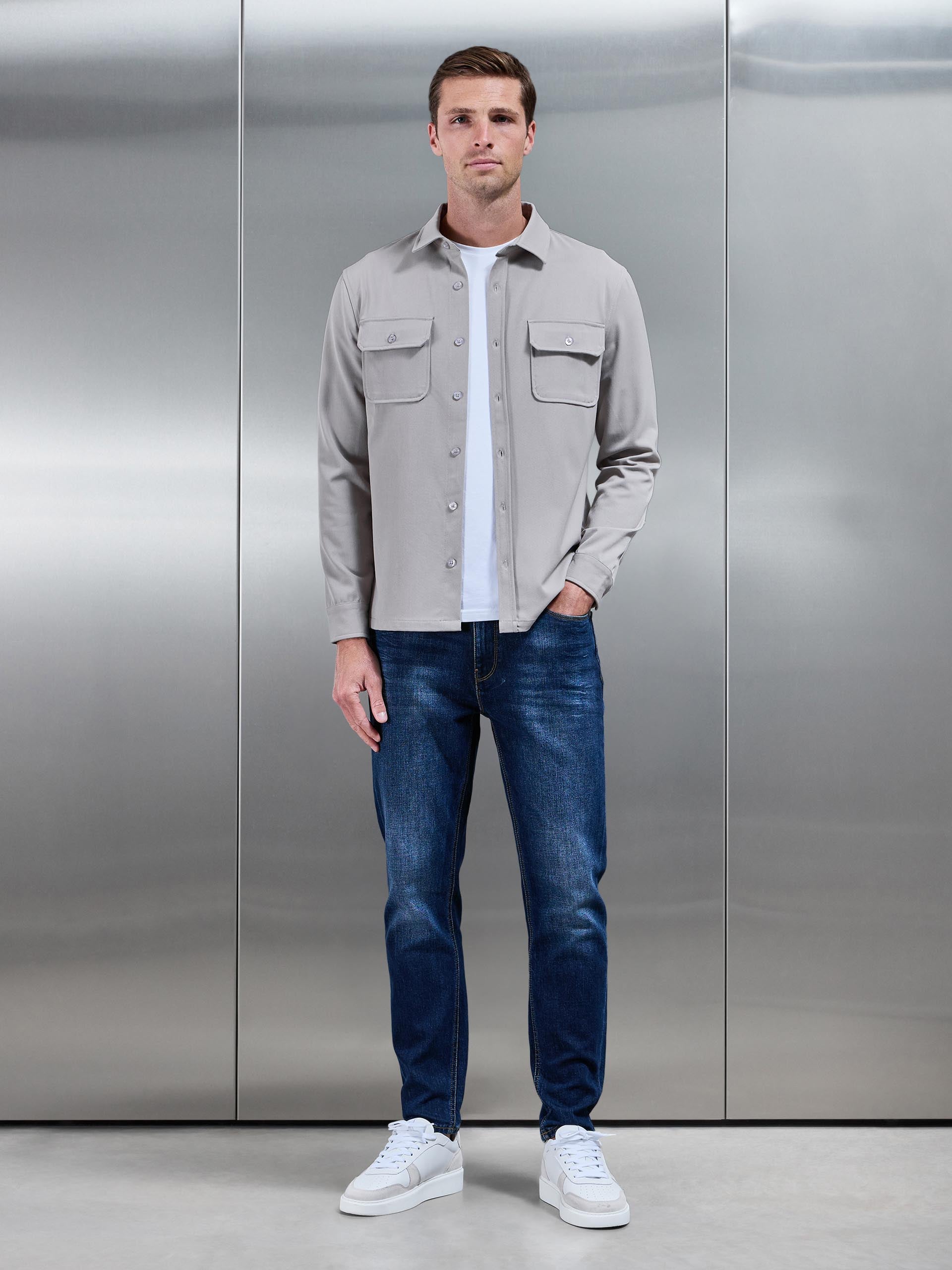 Textured Overshirt in Stone