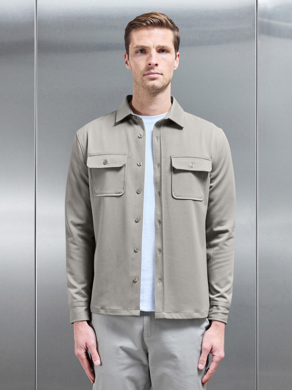 Textured Overshirt in Taupe