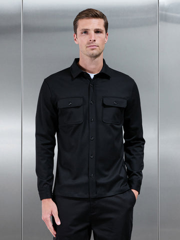 Textured Overshirt in Black