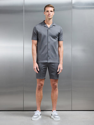 Textured Interlock Revere Collar Shirt in Grey