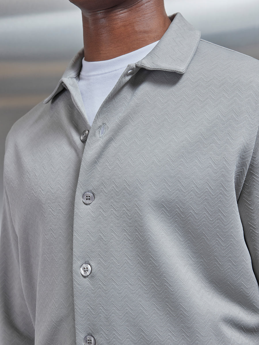 Textured Interlock Overshirt in Stone ARNE