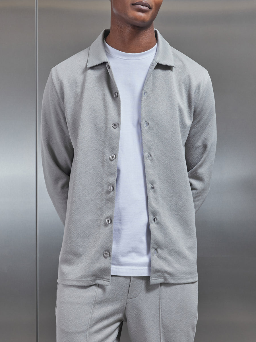 Textured Interlock Overshirt in Stone ARNE