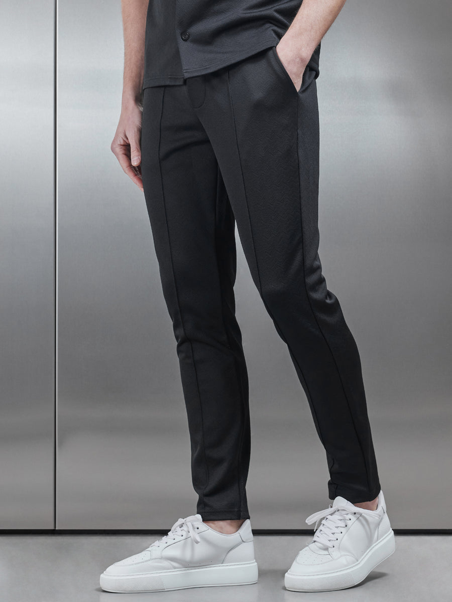 Textured Interlock Trouser in Black