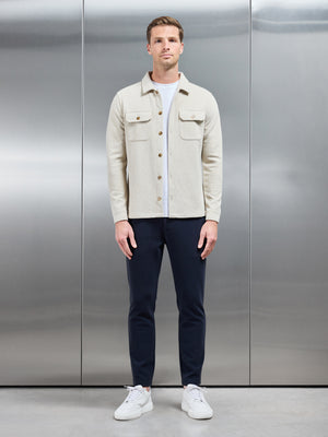 Textured Knitted Overshirt in Stone
