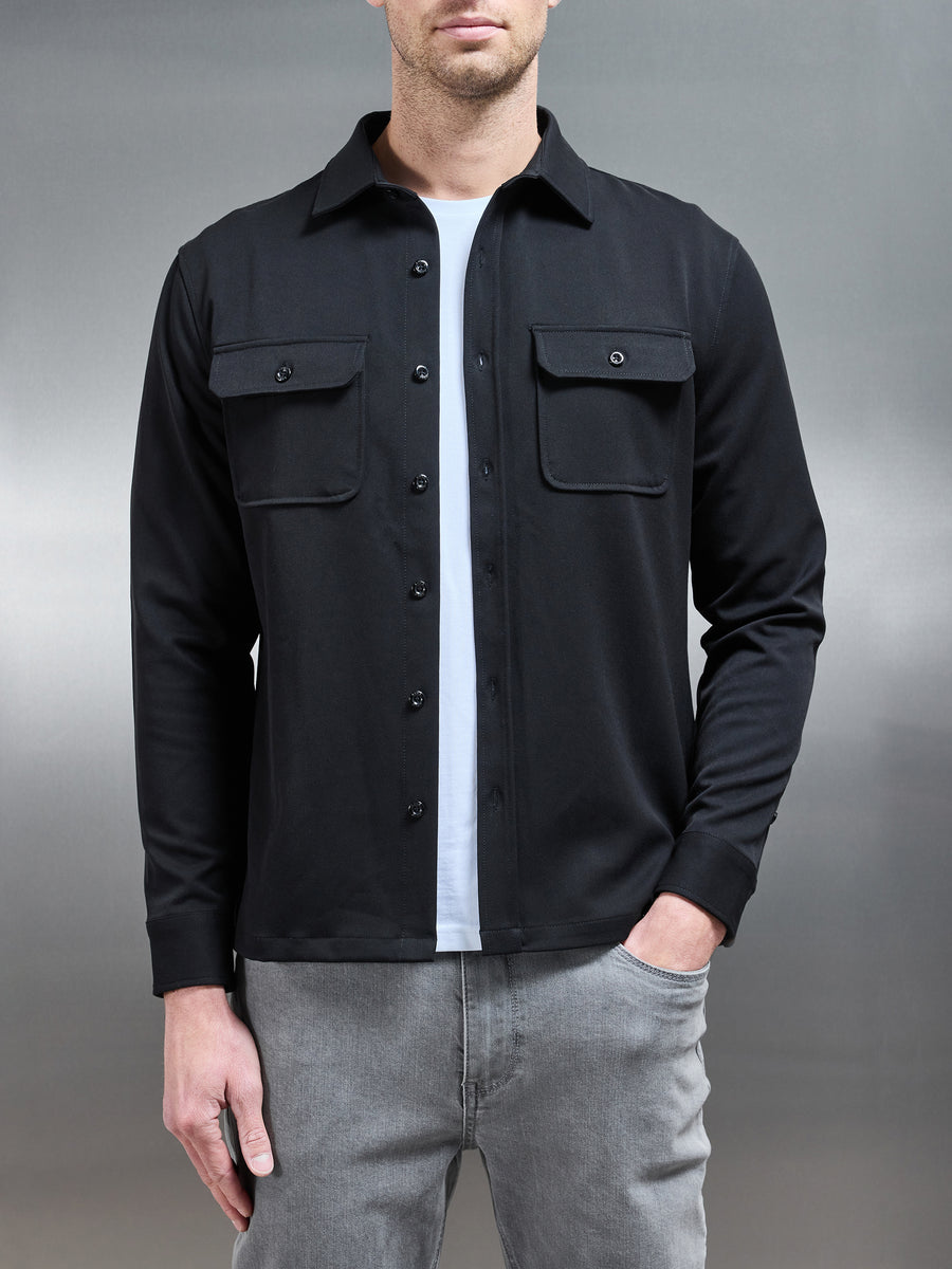 Textured Overshirt in Black