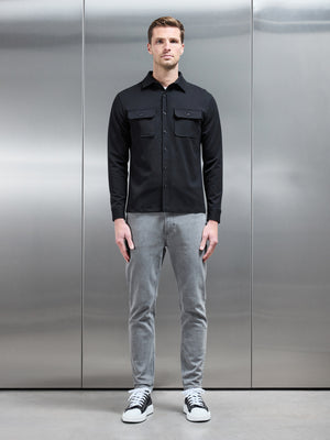 Textured Overshirt in Black