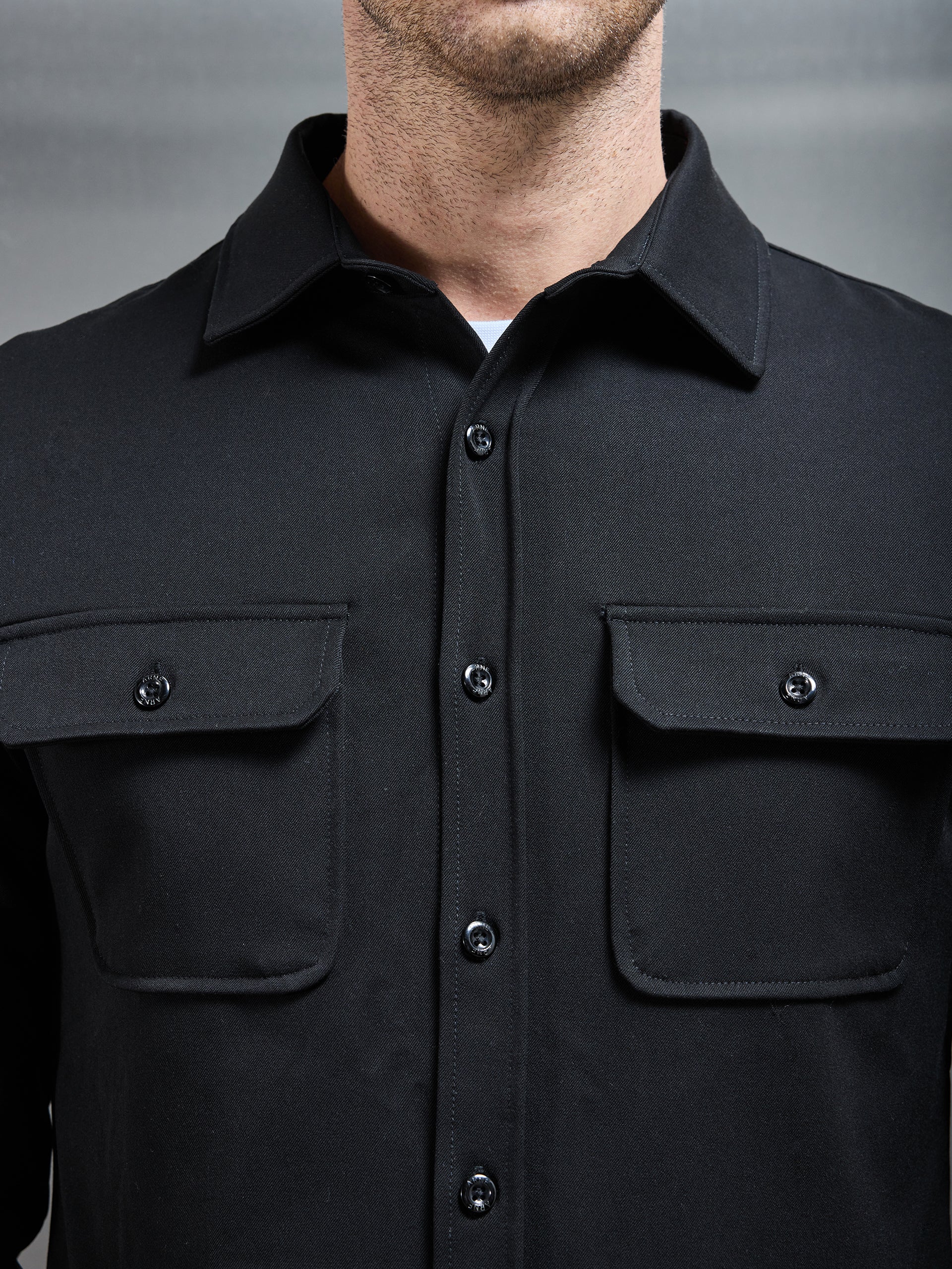 Textured Overshirt in Black