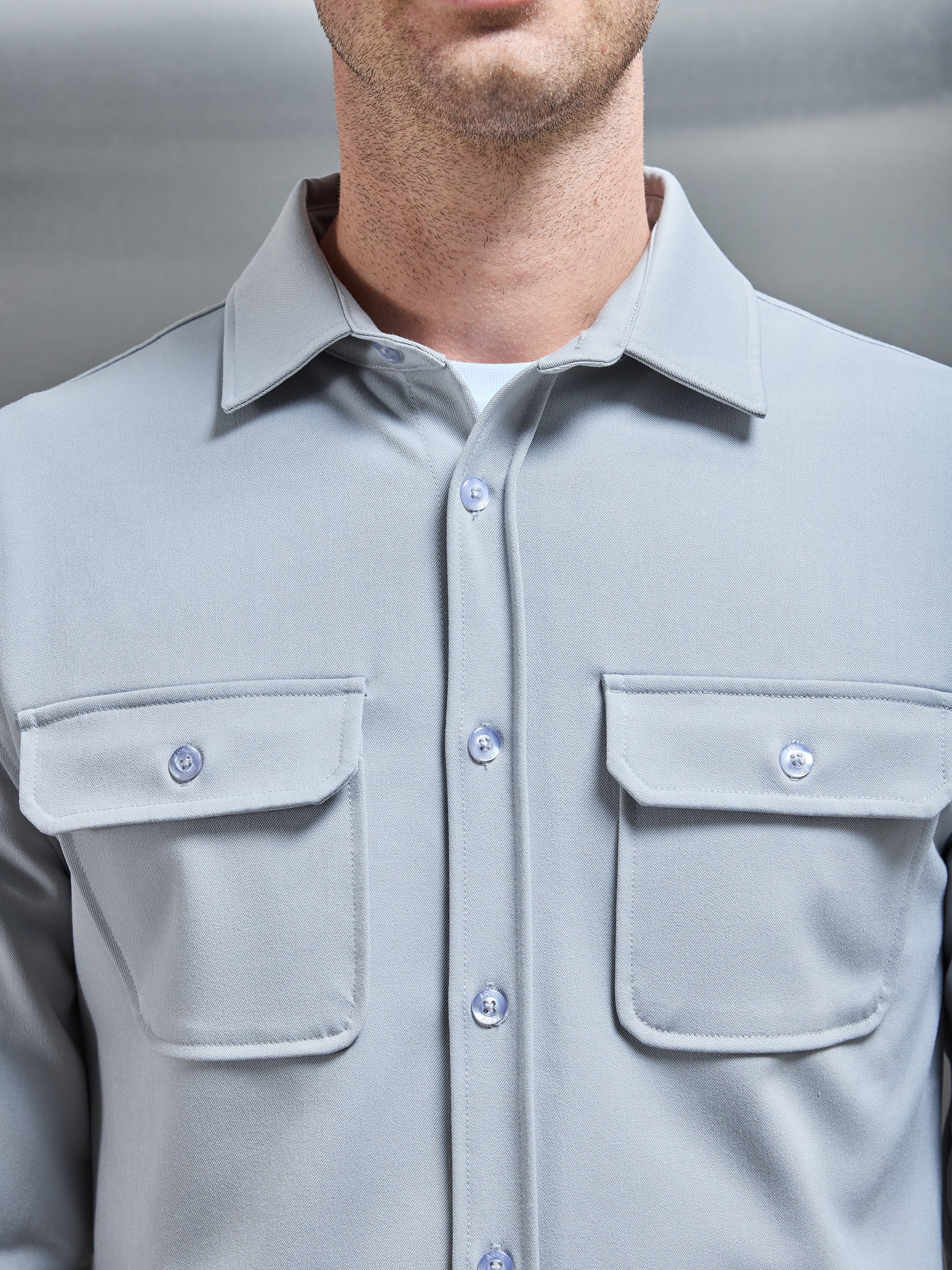 Textured Overshirt in Mid Grey