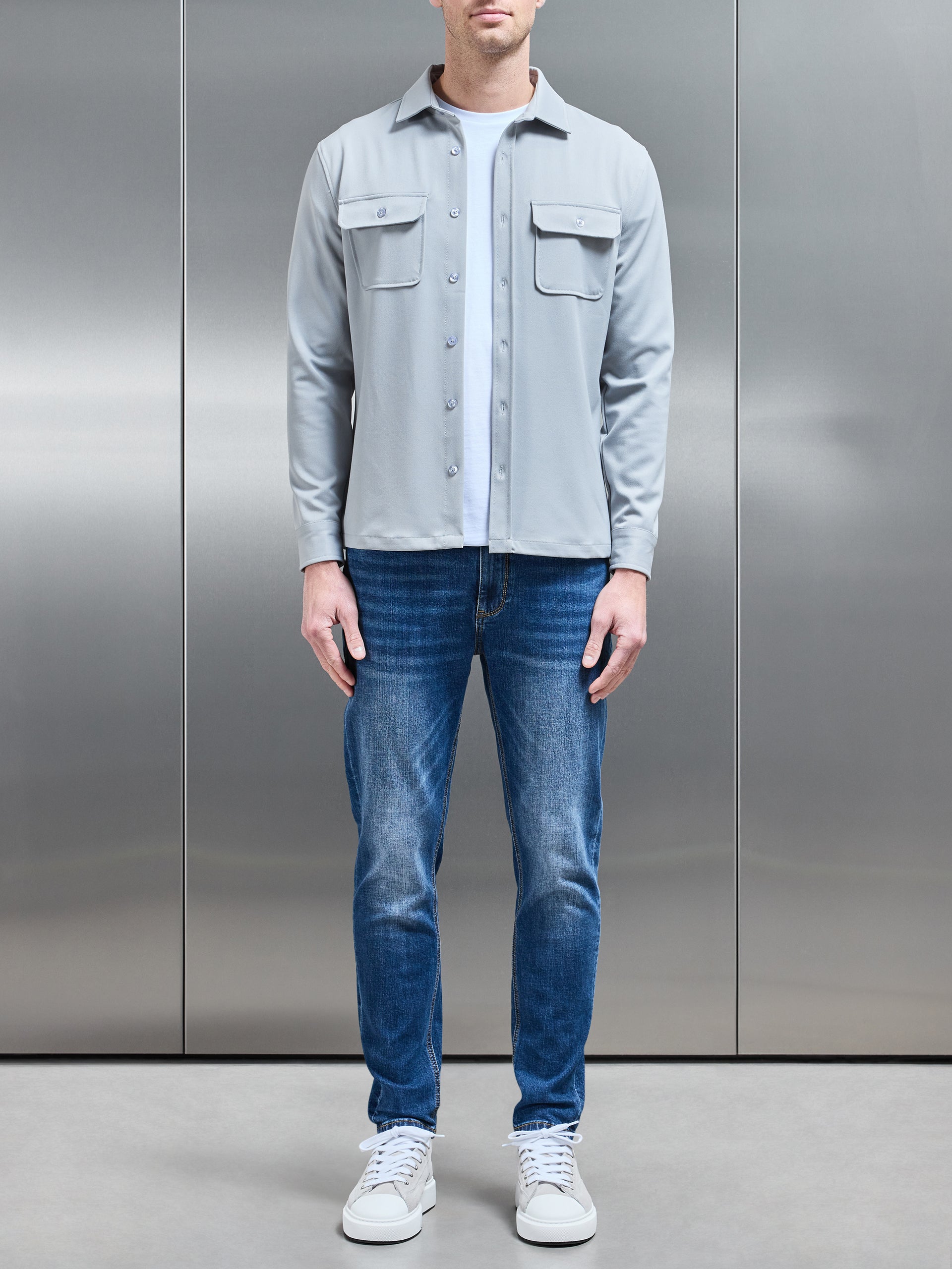 Textured Overshirt in Mid Grey