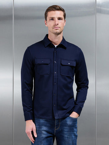 Textured Overshirt in Navy