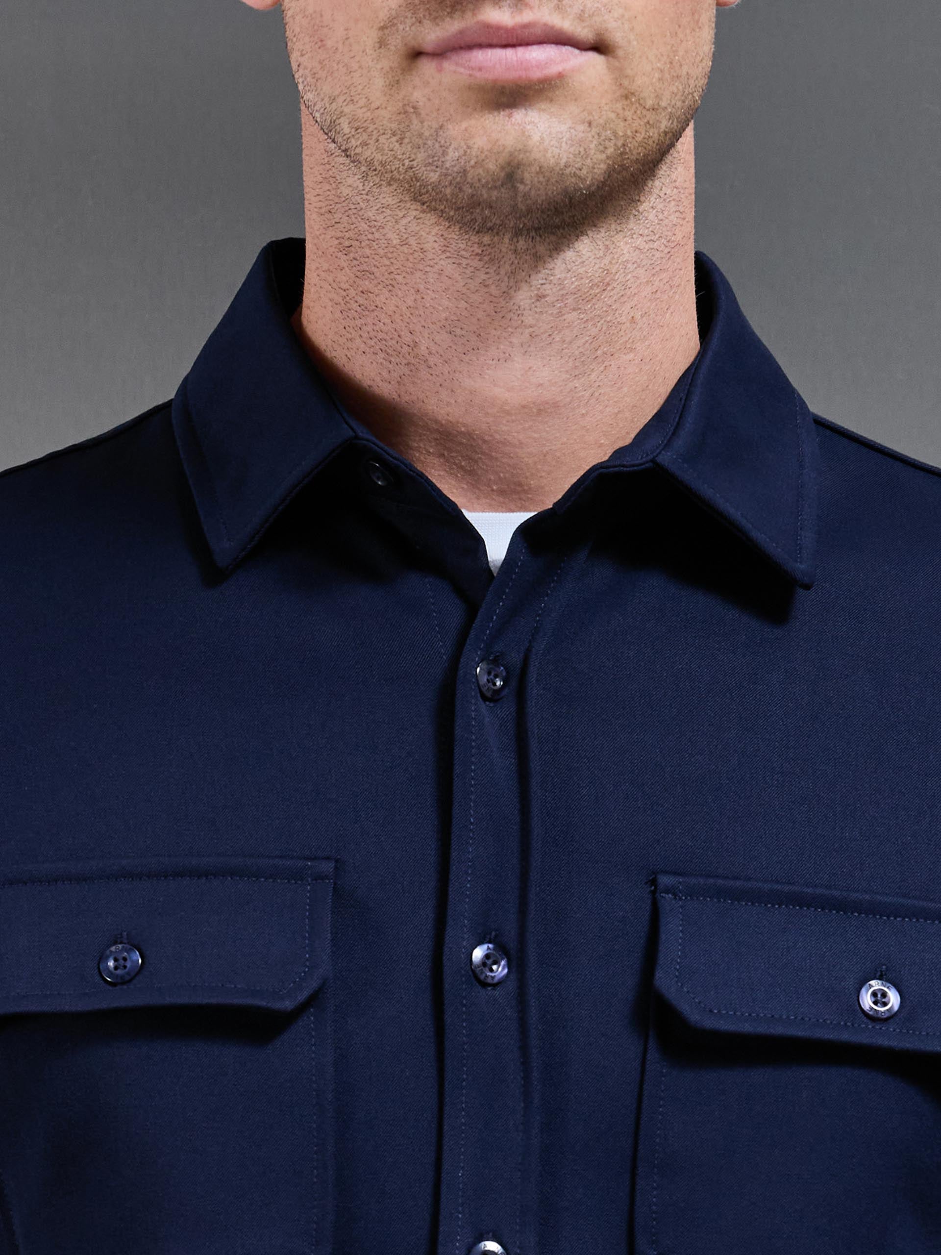 Textured Overshirt in Navy
