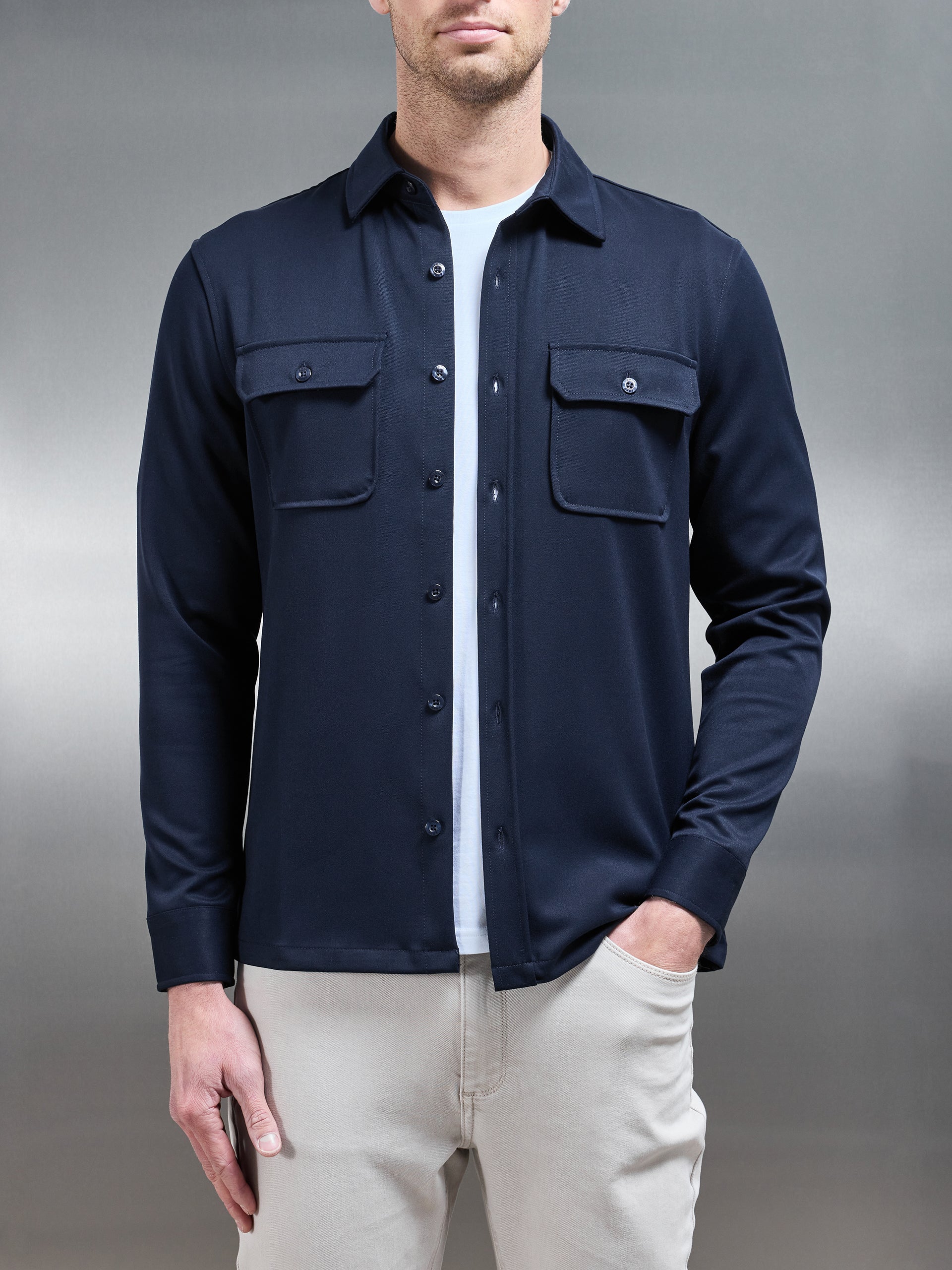 Textured Overshirt in Navy