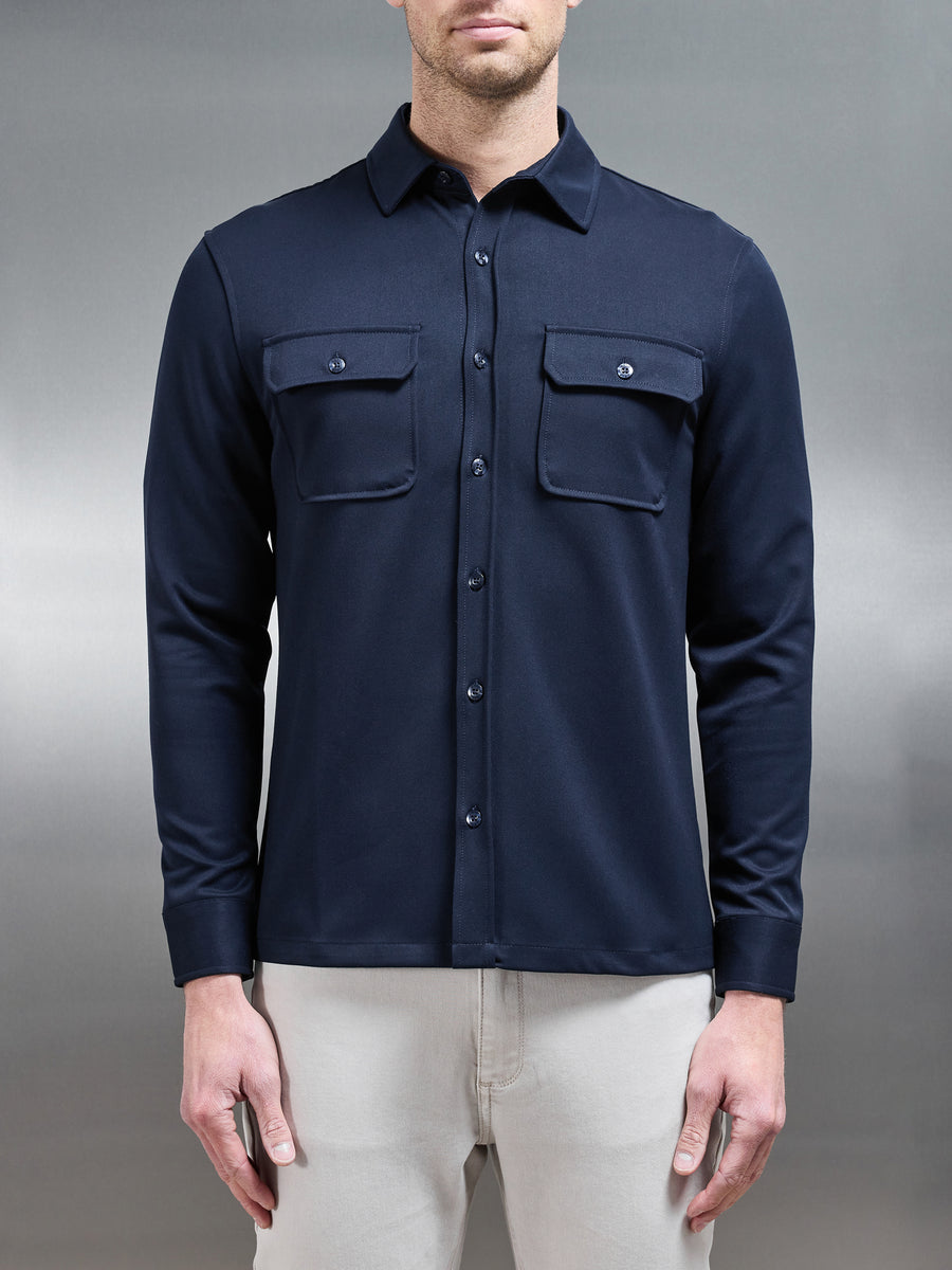 Textured Overshirt in Navy